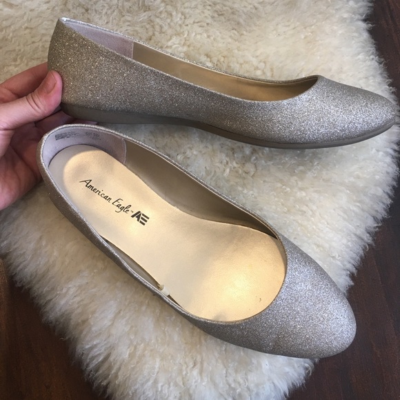 AEO - Glitter Silver Gold Metallic Ballet Flats 8.5 - Picture 9 of 16